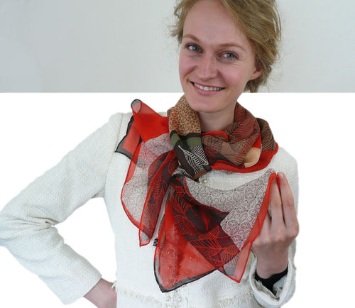 EVAL foulard en soie femme beige -  R165