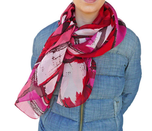 EVAL foulard en soie femme rouge - R1520