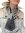 EVAL foulard en soie femme gris noir - R143