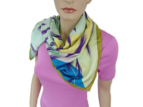 EVAL foulard en soie femme turquoise - V1244