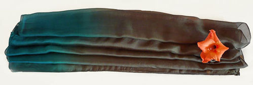 EVAL foulard en soie femme vert marron - R127